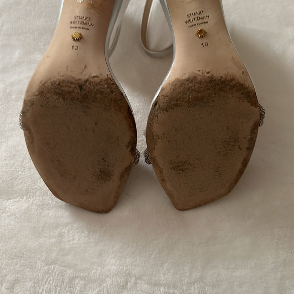 Authentic Stuart Weitzman Silver Sandals With Swa… - image 6
